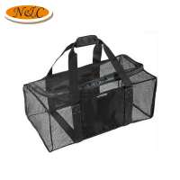 New designer black plastic mesh duffel bag,outdoor travel foldable custom pvc mesh duffel bag